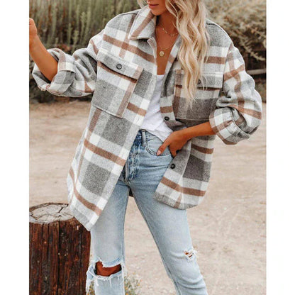 Tina Women's Jacket | Oversized Plaid, Warm Winter Coat 2
