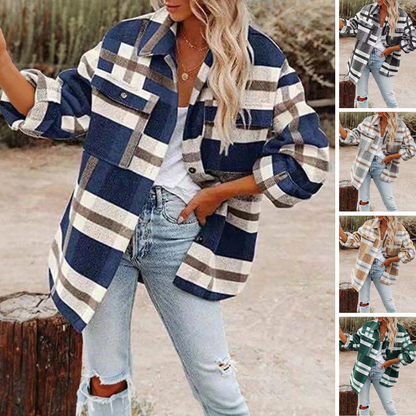 Tina Women's Jacket | Oversized Plaid, Warm Winter Coat 4