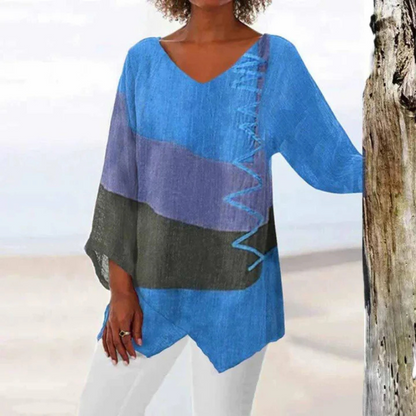 Tina Women's Long Sleeve Blouse | Tri-Color, Modern Design 2