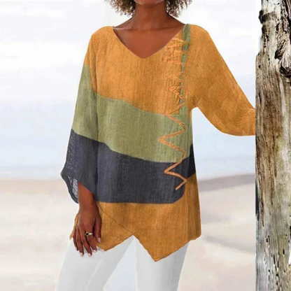 Tina Women's Long Sleeve Blouse | Tri-Color, Modern Design 3