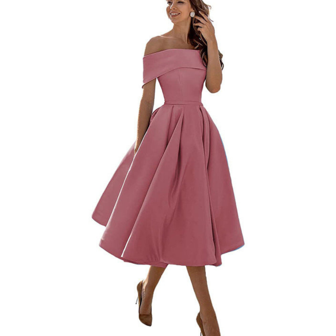 Tina Women's Midi Dress | Off-the-Shoulder, Elegant 0