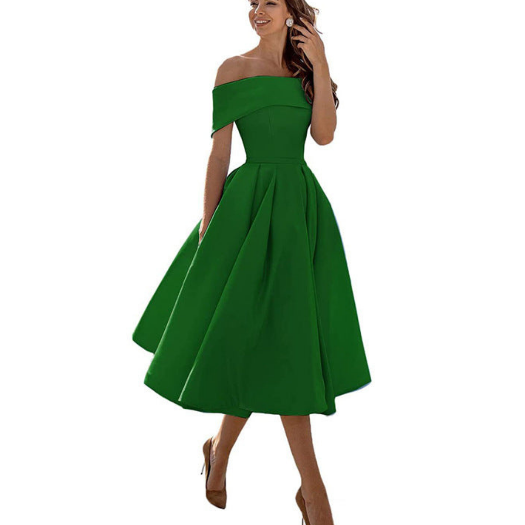 Tina Women's Midi Dress | Off-the-Shoulder, Elegant 2