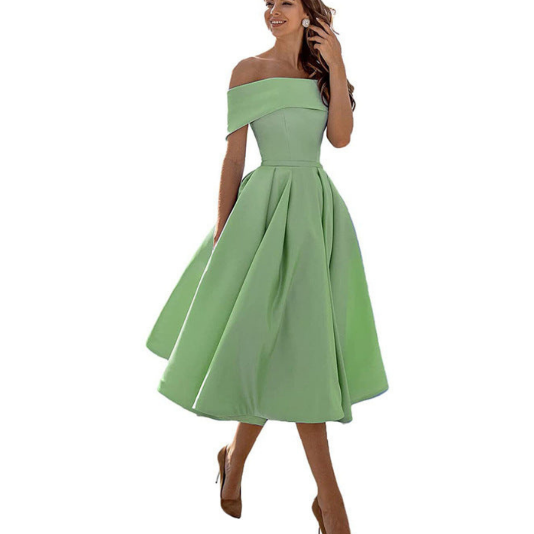 Tina Women's Midi Dress | Off-the-Shoulder, Elegant 3