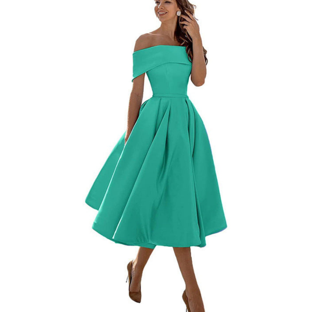 Tina Women's Midi Dress | Off-the-Shoulder, Elegant 4