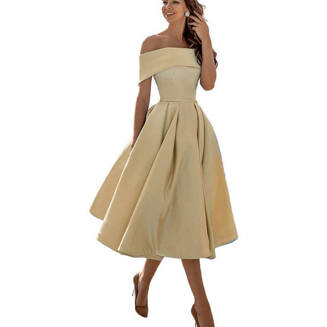 Tina Women's Midi Dress | Off-the-Shoulder, Elegant 5