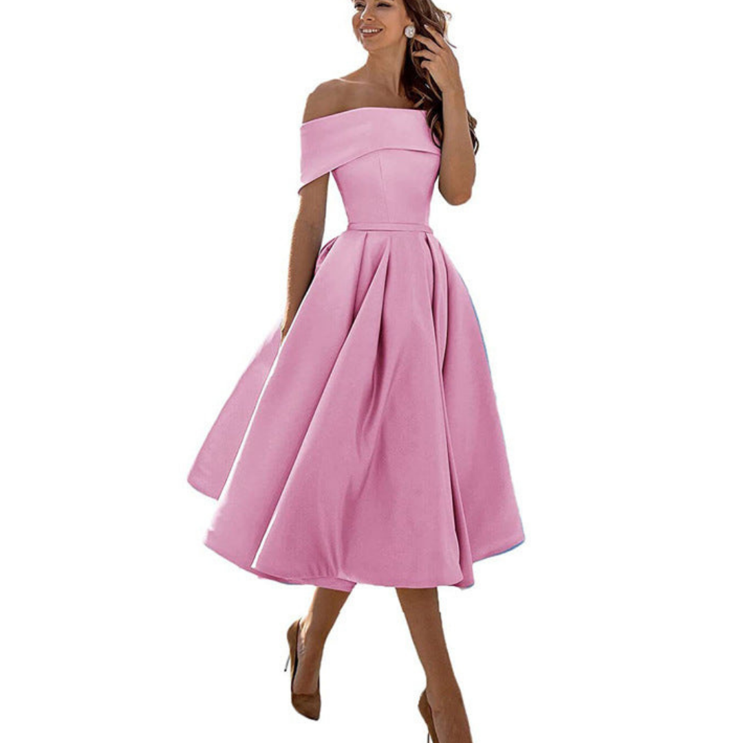 Tina Women's Midi Dress | Off-the-Shoulder, Elegant 7