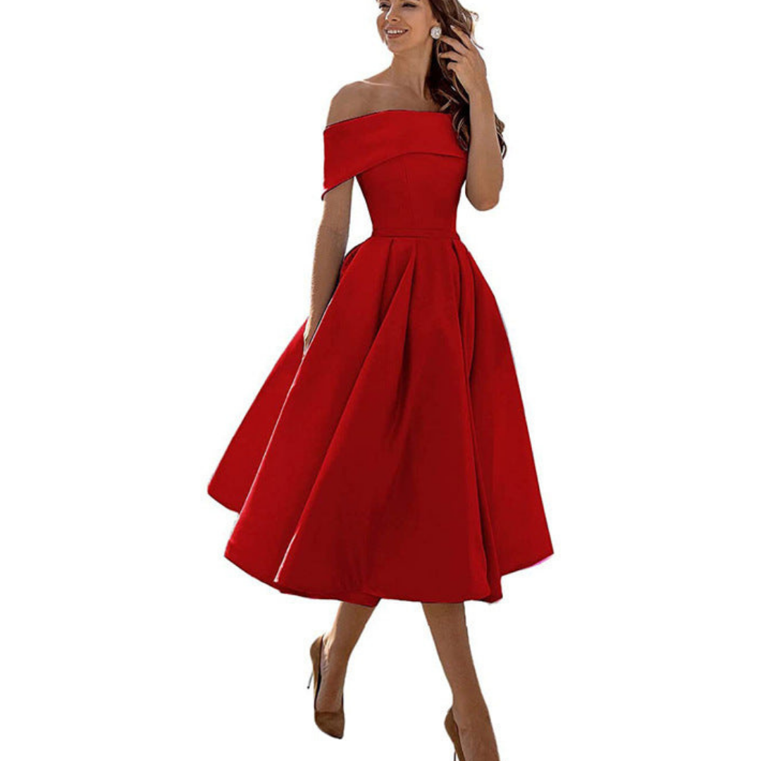 Tina Women's Midi Dress | Off-the-Shoulder, Elegant 9
