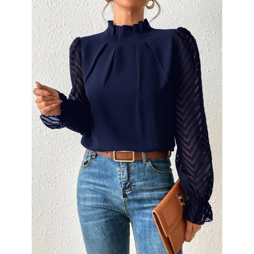 Tina Women's Turtleneck Blouse | Casual Long Sleeve 2