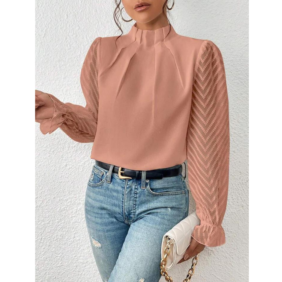 Tina Women's Turtleneck Blouse | Casual Long Sleeve 3