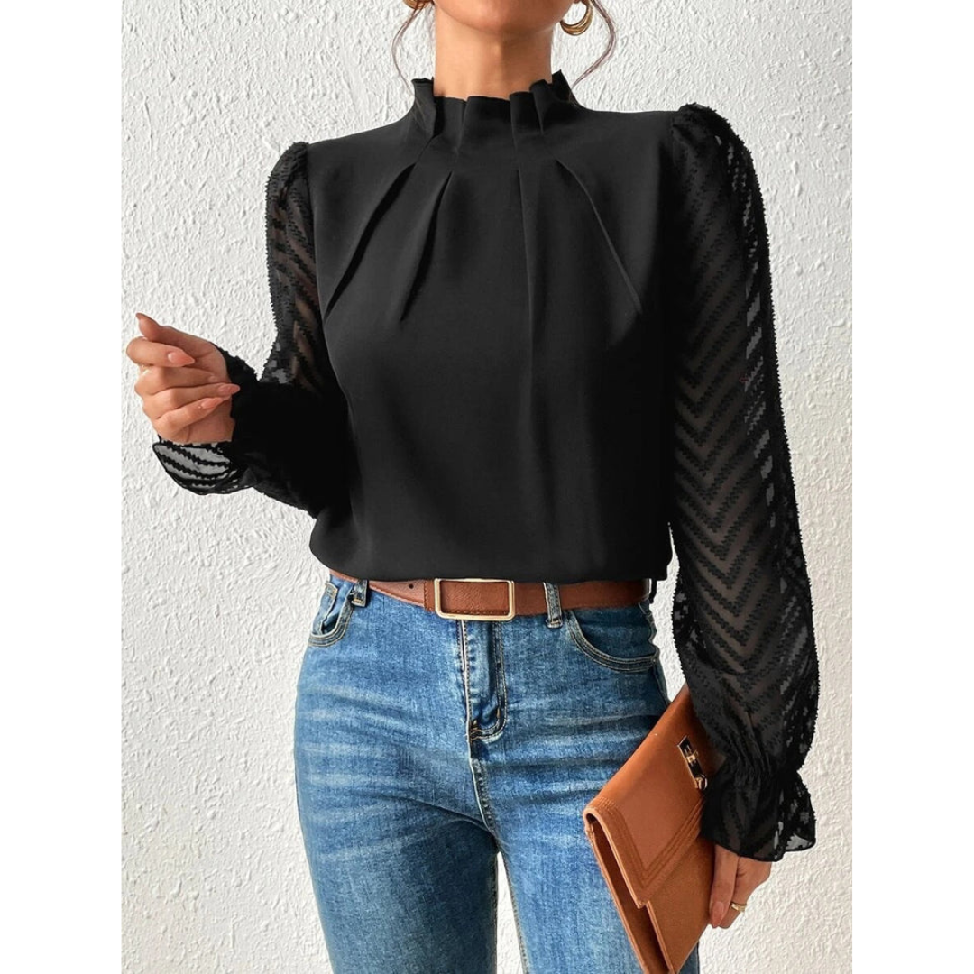 Tina Women's Turtleneck Blouse | Casual Long Sleeve 4