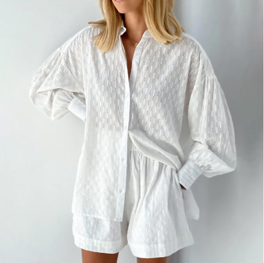 Tina Women's Two Piece Set | Button-Down Top & Casual Shorts, Summer Ready Co Ord 0
