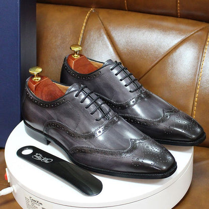 Valen Men's Oxford Shoes | Handcrafted Leather, Wingtip Brogue 0