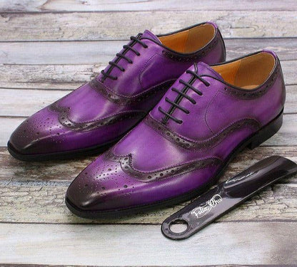 Valen Men's Oxford Shoes | Handcrafted Leather, Wingtip Brogue 3