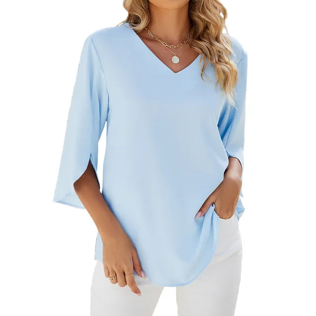 Vera Women's Blouse | 3/4 Sleeve V-Neck, Summer Style 0