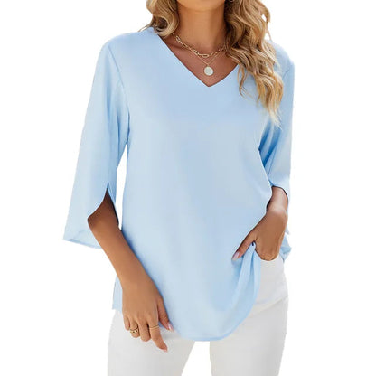 Vera Women's Blouse | 3/4 Sleeve V-Neck, Summer Style 0