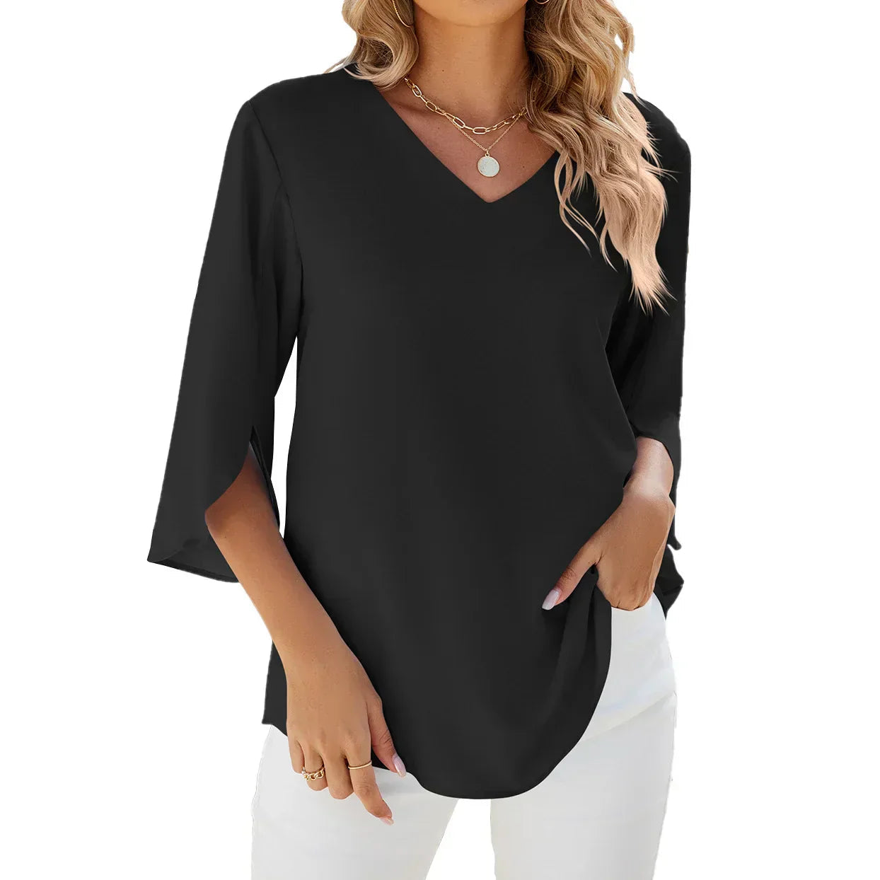 Vera Women's Blouse | 3/4 Sleeve V-Neck, Summer Style 3