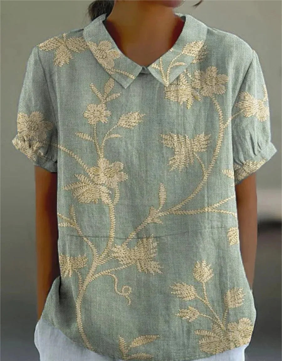 Vera Women's Blouse | Vintage Floral Design, Casual Fit 0