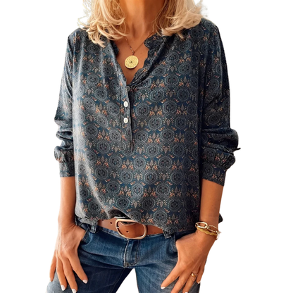 Vera Women's Blouse | Vintage Half Button, Soft Airy Fabric 1