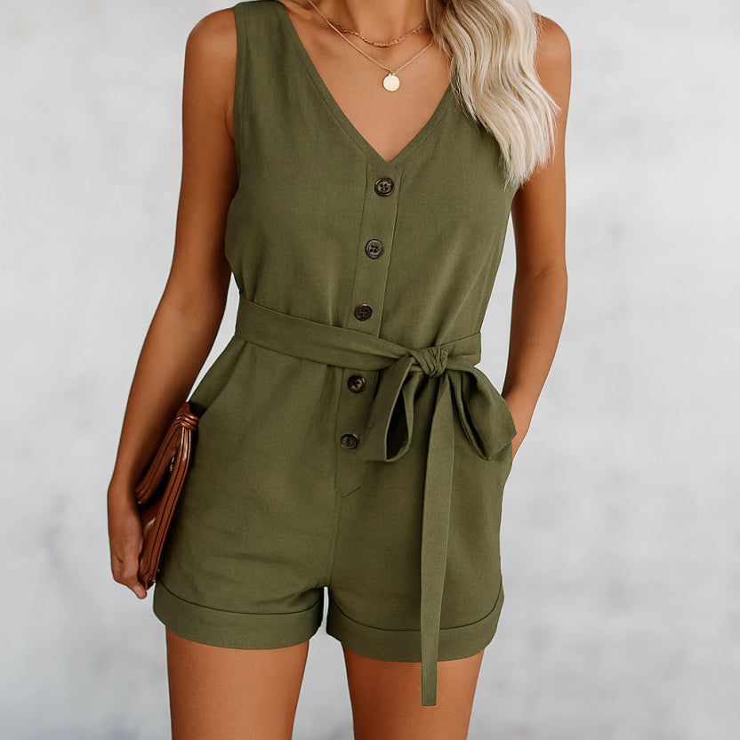 Vera Women's Jumpsuit | V-Neck, White Romper for Versatile Summer Style 9