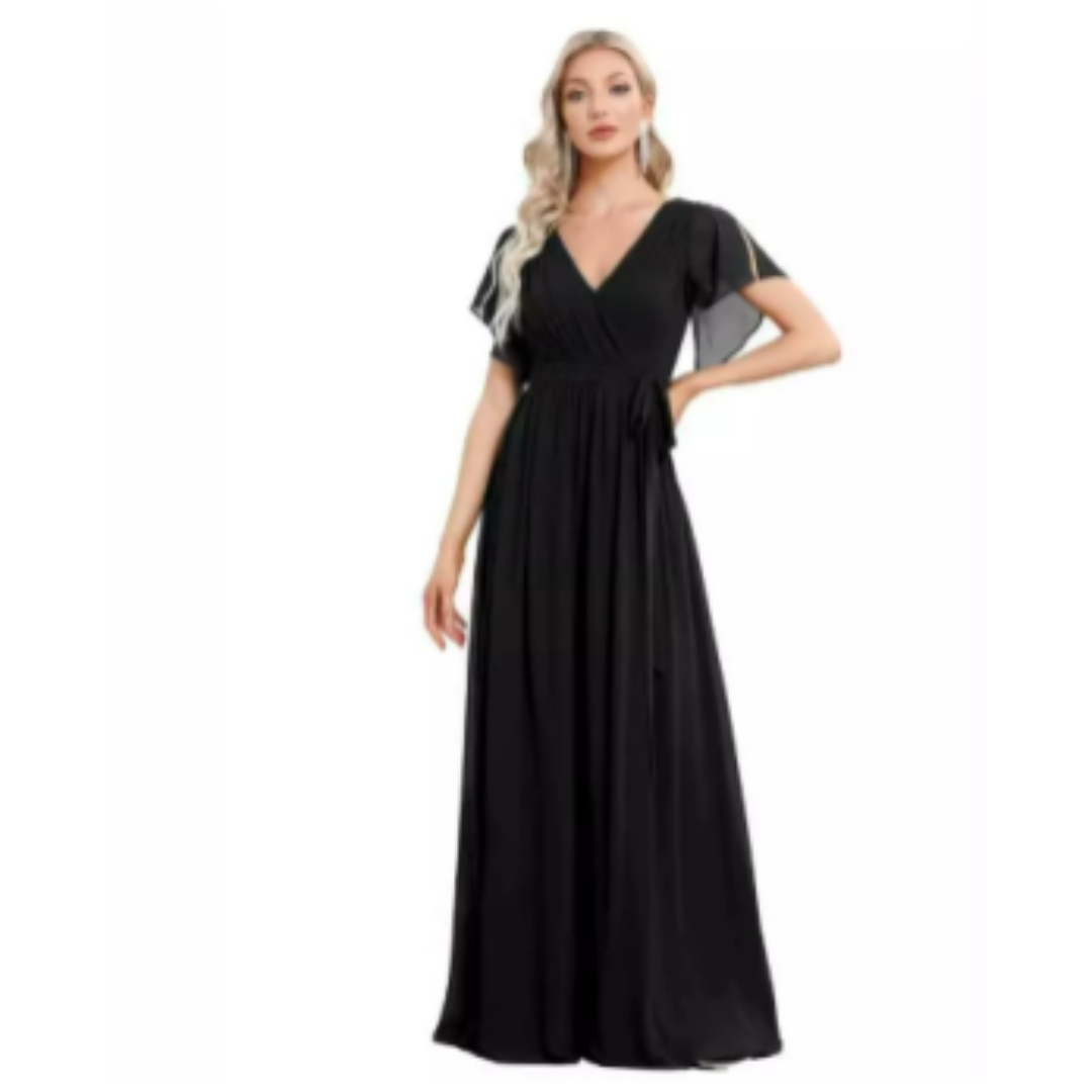 Vera Women's Maxi Dress | V-Neck, Flutter Sleeves 0
