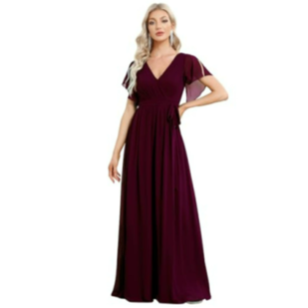 Vera Women's Maxi Dress | V-Neck, Flutter Sleeves 1