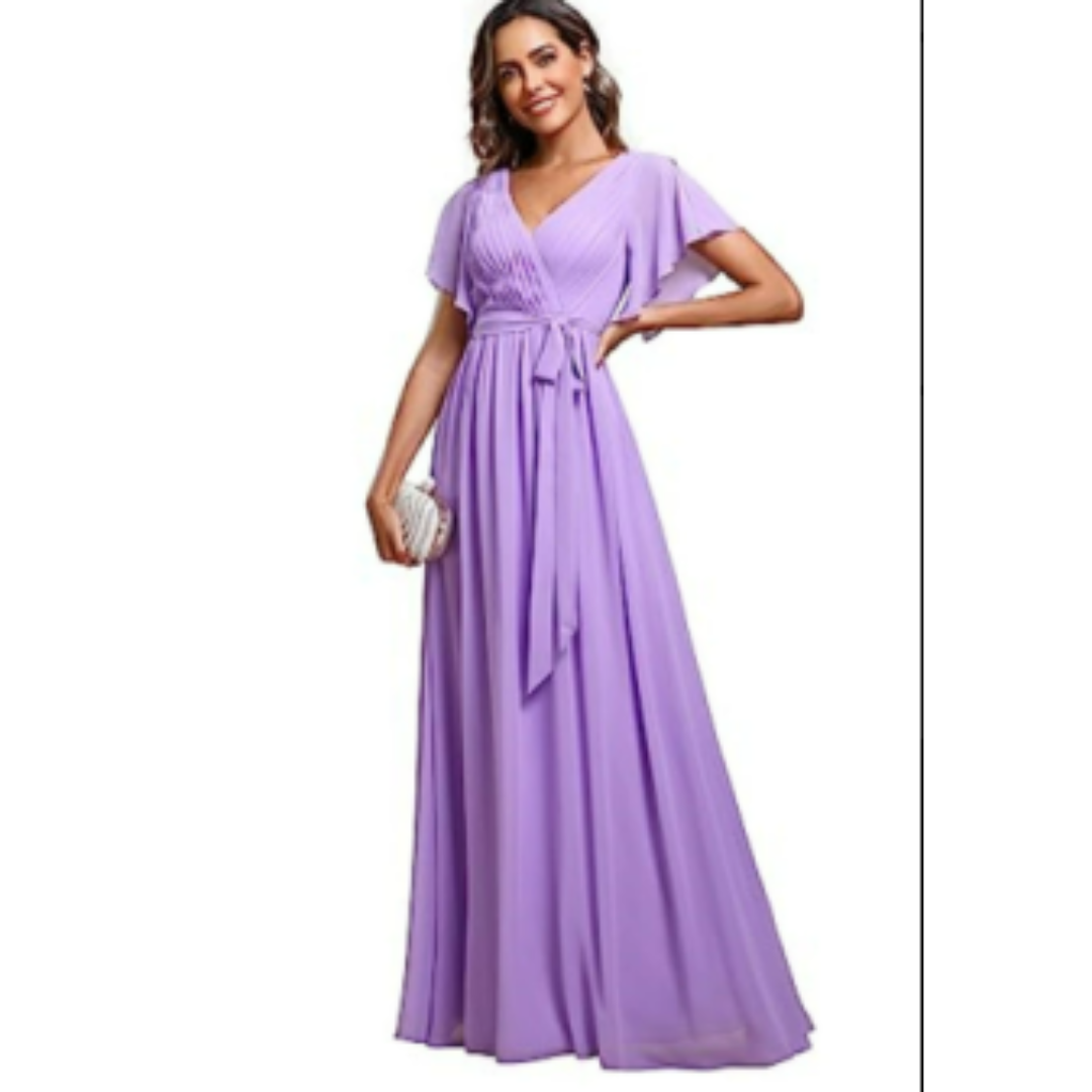 Vera Women's Maxi Dress | V-Neck, Flutter Sleeves 2