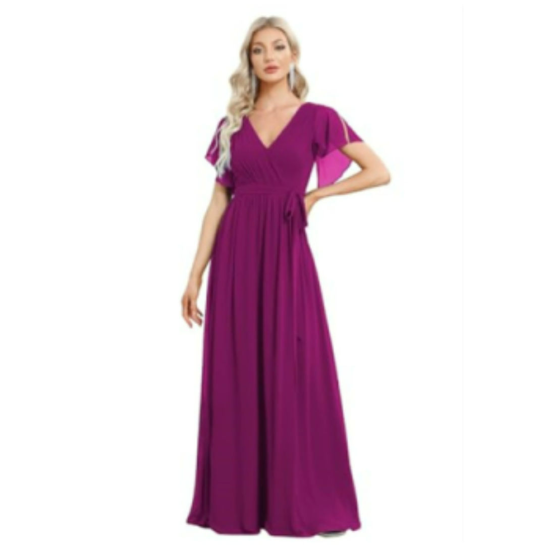 Vera Women's Maxi Dress | V-Neck, Flutter Sleeves 3
