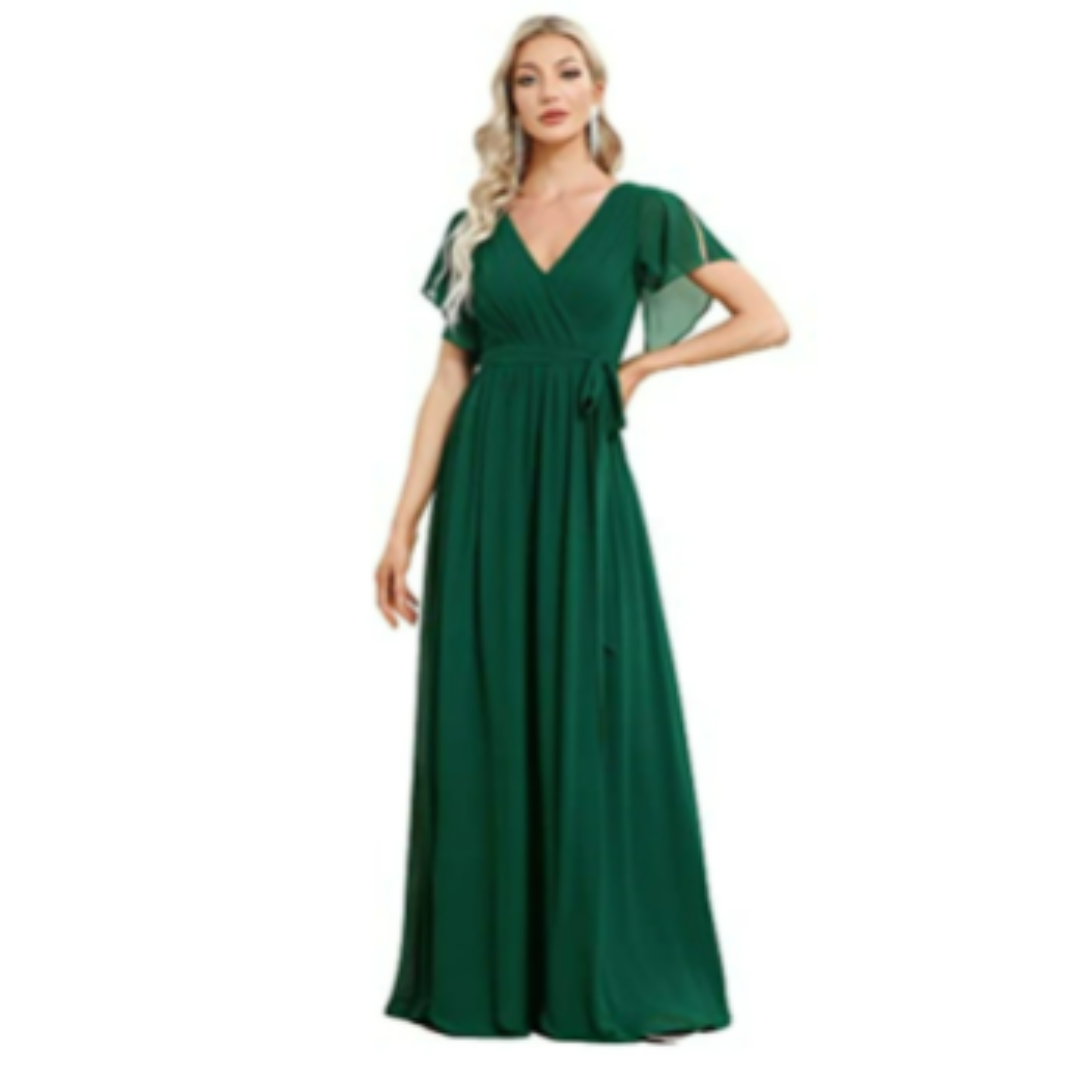 Vera Women's Maxi Dress | V-Neck, Flutter Sleeves 4