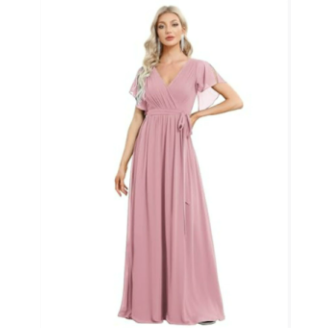 Vera Women's Maxi Dress | V-Neck, Flutter Sleeves 5