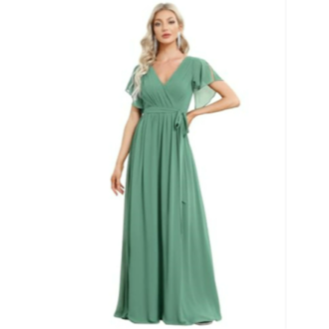 Vera Women's Maxi Dress | V-Neck, Flutter Sleeves 6