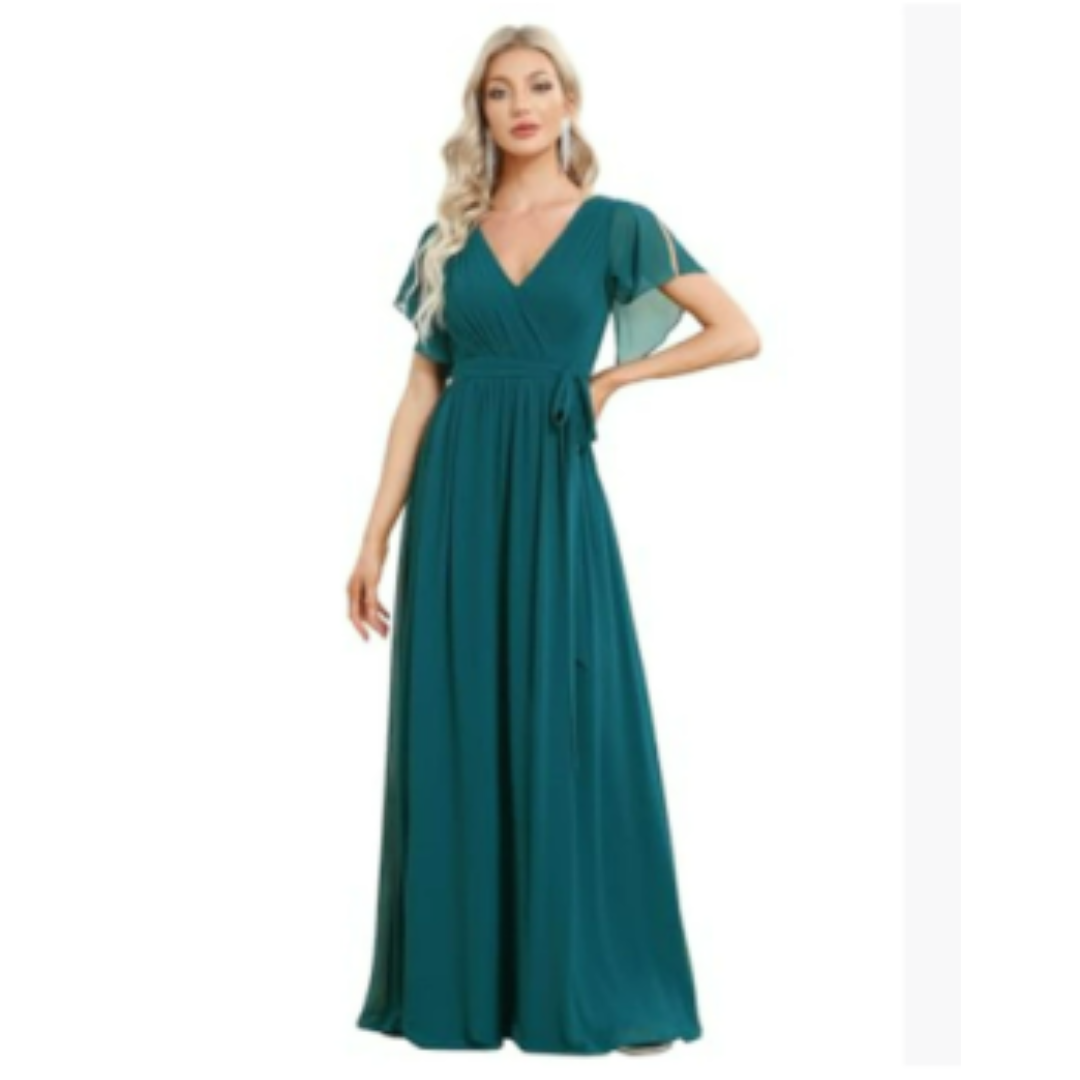 Vera Women's Maxi Dress | V-Neck, Flutter Sleeves 7