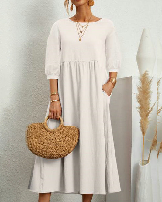 Vera Women's Midi Dress | 3/4 Sleeves, Classic Fit, Summer Style 1