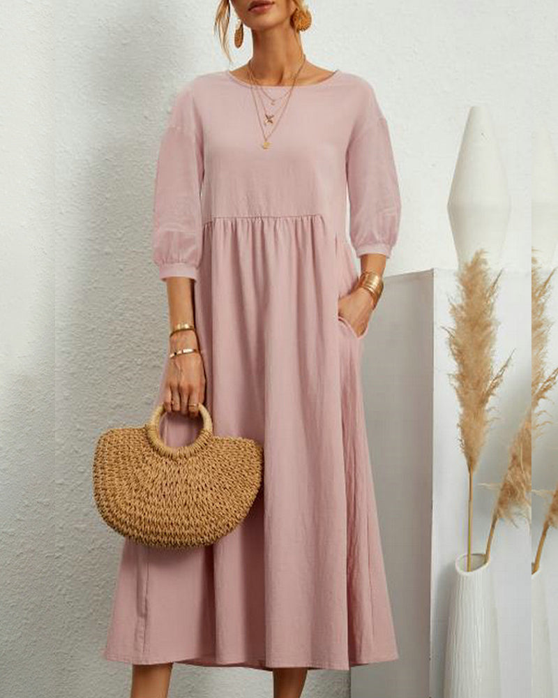 Vera Women's Midi Dress | 3/4 Sleeves, Classic Fit, Summer Style 2