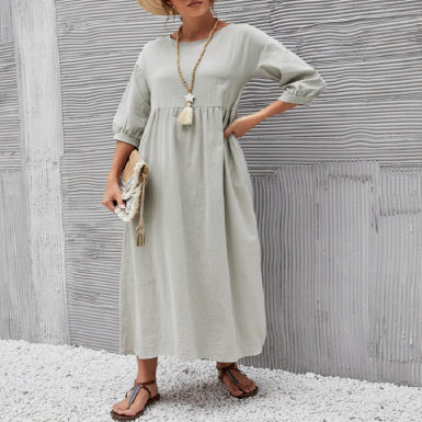 Vera Women's Midi Dress | 3/4 Sleeves, Classic Fit, Summer Style 9