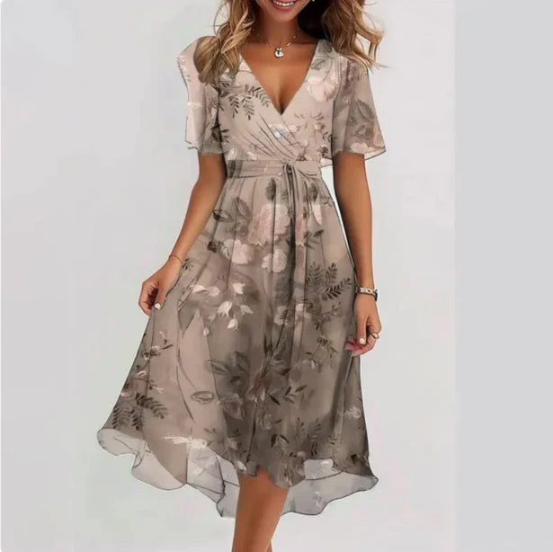Vera Women's Midi Dress | Flattering V-Neck Wrap Design, Elegant Summer Dress 2
