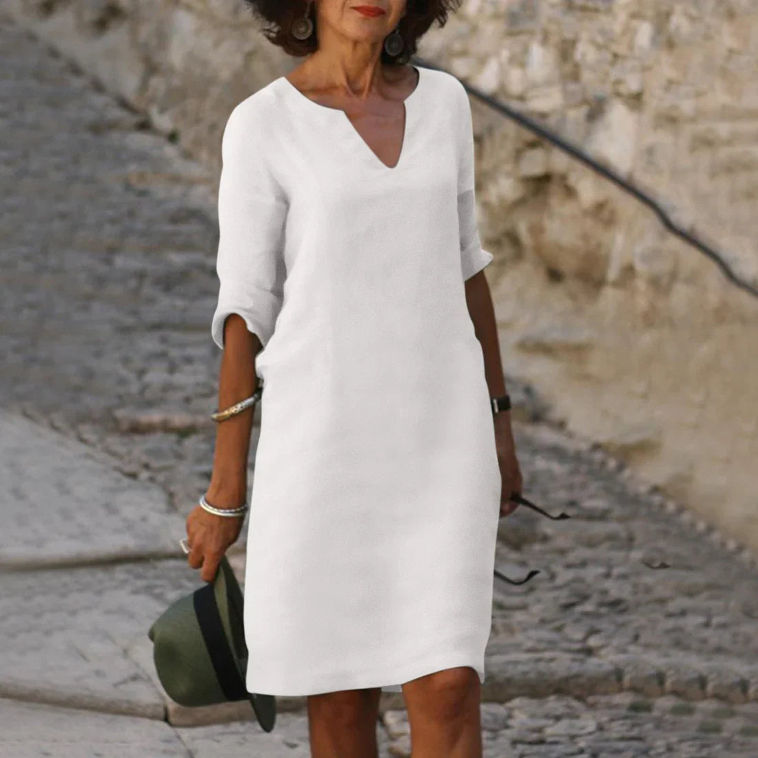 Vera Women's Mini Dress | Flattering V-Neck, 3/4 Sleeves, Chic Summer Style 6