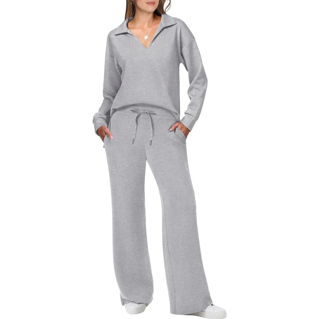 Vera Women's Suit | V-Neck Top & Loose Trousers, Comfortable Fit 2