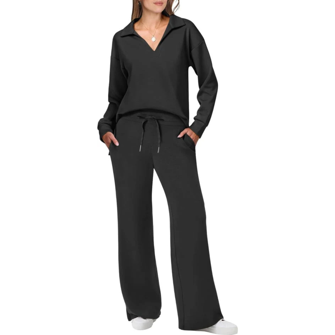 Vera Women's Suit | V-Neck Top & Loose Trousers, Comfortable Fit 3