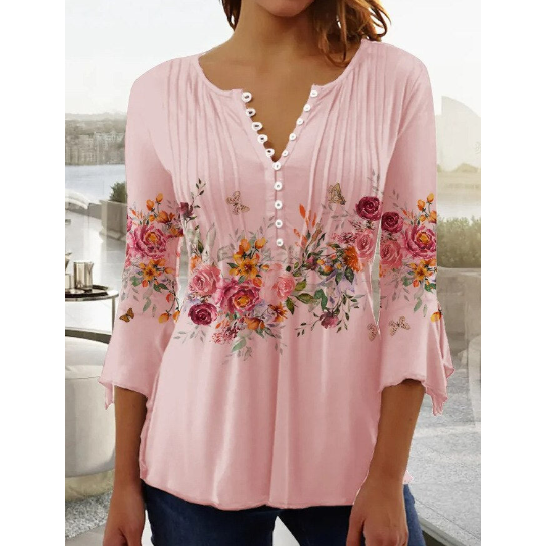 Vera Women's Top | Stylish Print V-Neck Blouse for Going Out 0