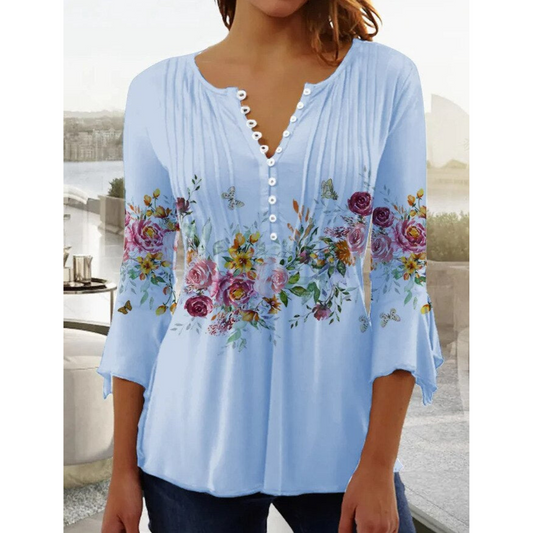 Vera Women's Top | Stylish Print V-Neck Blouse for Going Out 1