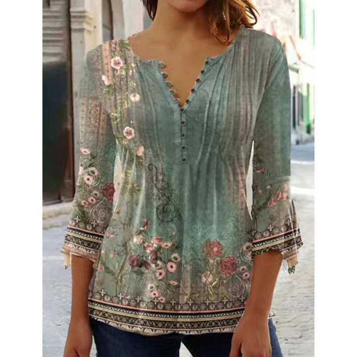 Vera Women's Top | Stylish Print V-Neck Blouse for Going Out 2