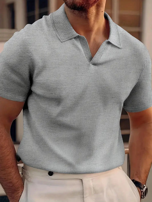Waffle Men's Polo Shirt | Relaxed Fit, Textured Style 1