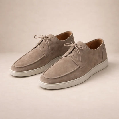 Warren Men's Suede Loafers | Classic Lace-Up Brown Shoes 0