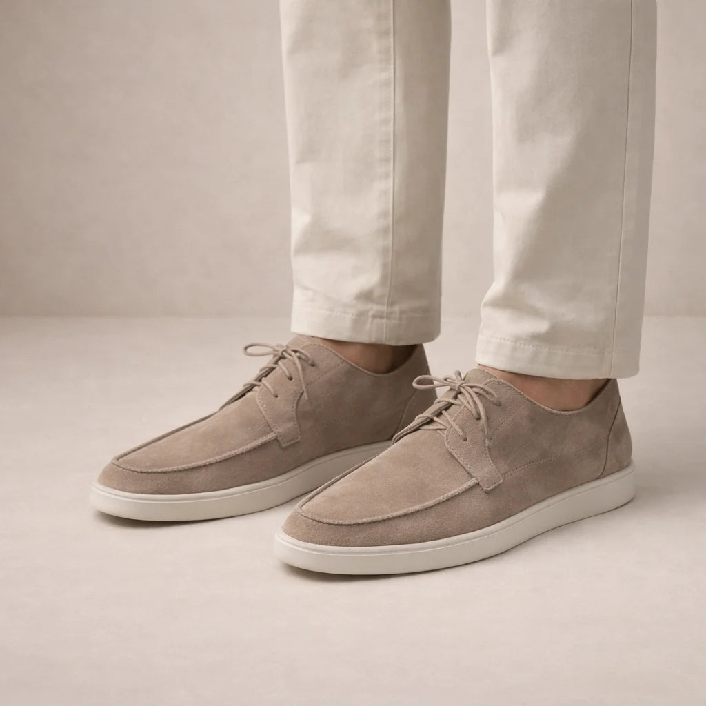 Warren Men's Suede Loafers | Classic Lace-Up Brown Shoes 1
