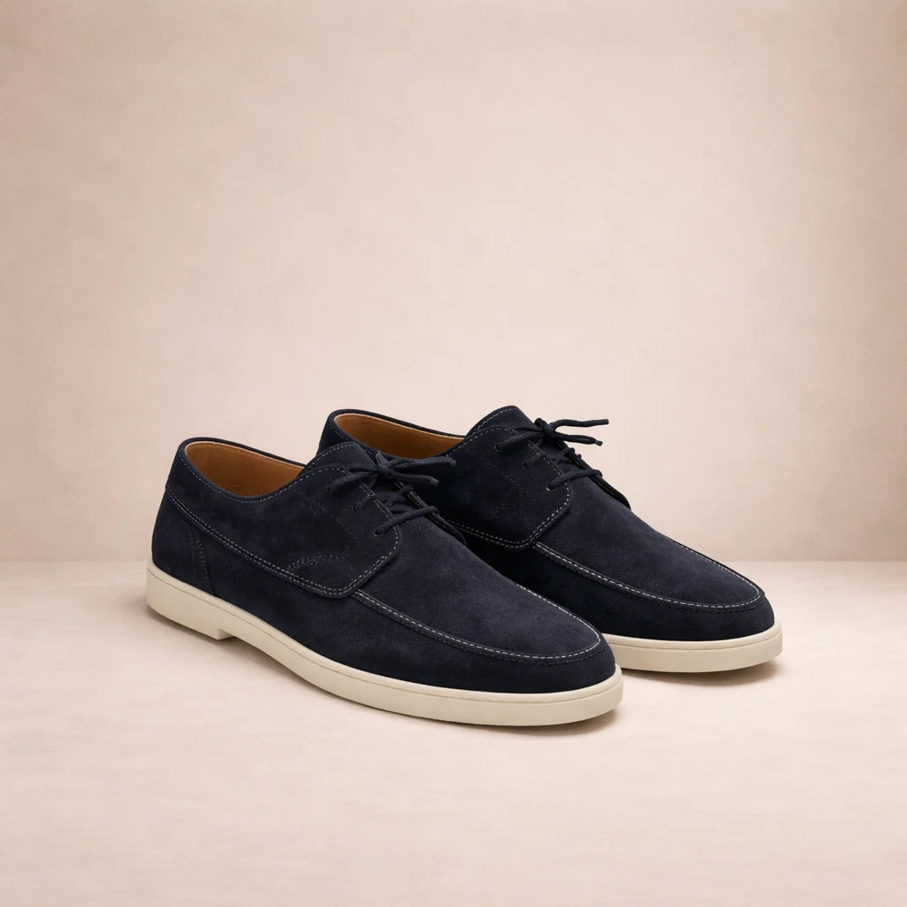 Warren Men's Suede Loafers | Classic Lace-Up Brown Shoes 2