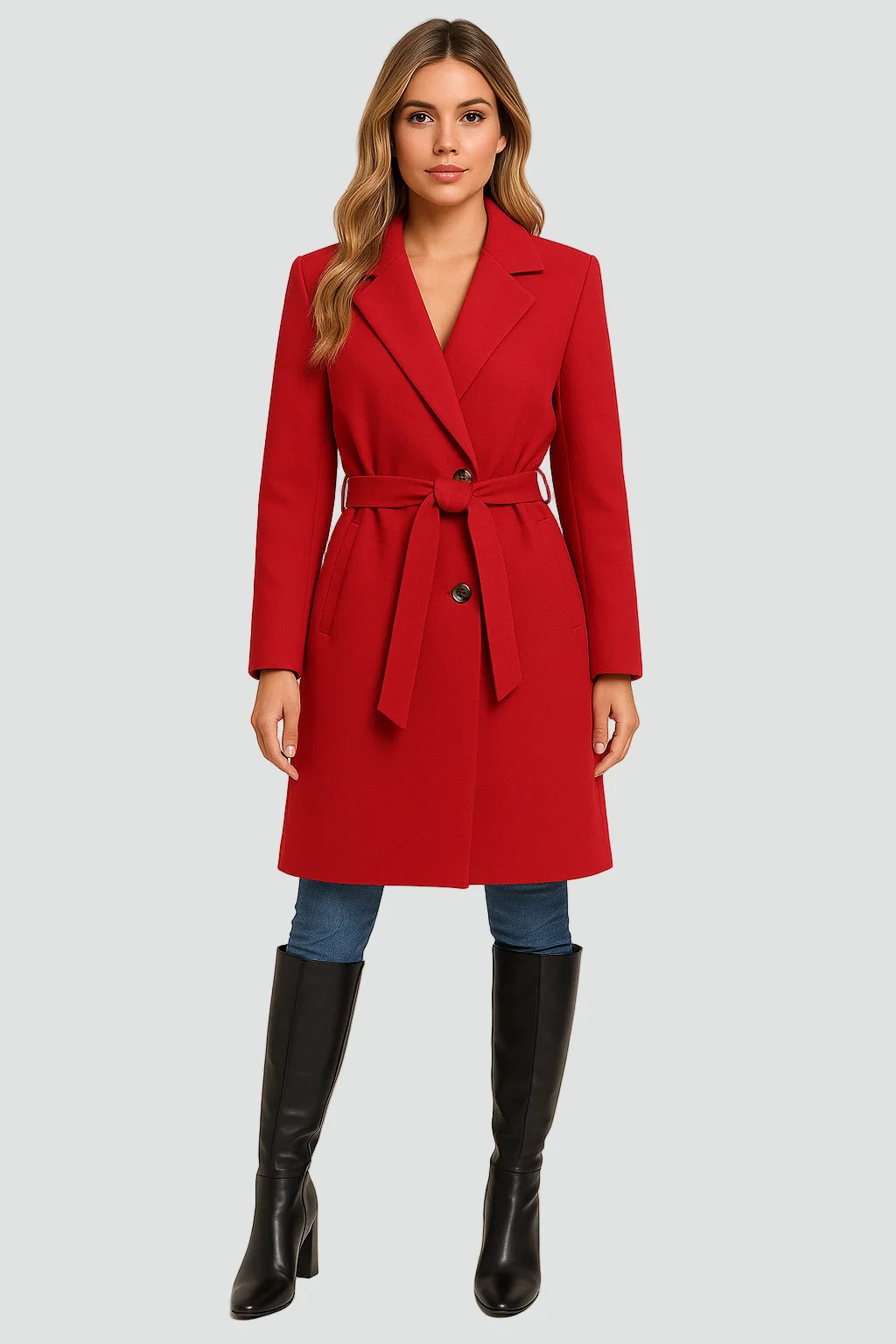 Willa Women's Coat | Lined Fabric, A-Line Double Button 0