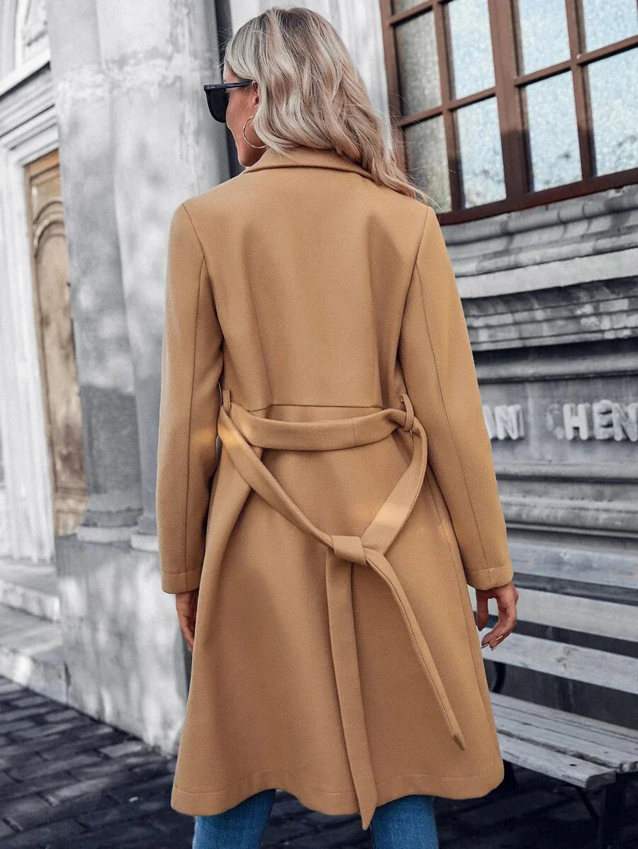 Willa Women's Coat | Lined Fabric, A-Line Double Button 3