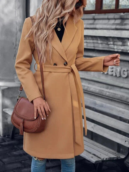 Willa Women's Coat | Lined Fabric, A-Line Double Button 4