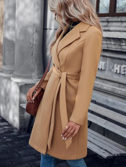 Willa Women's Coat | Lined Fabric, A-Line Double Button 6