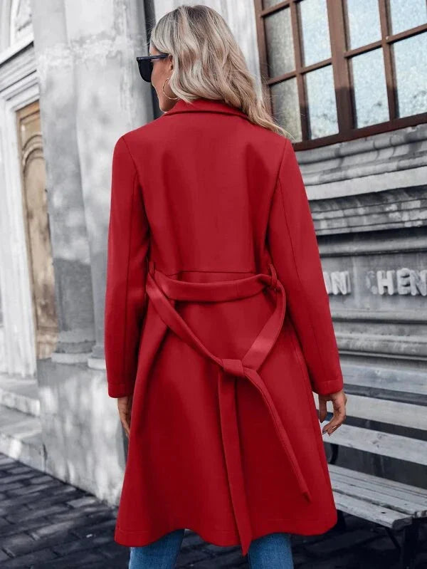 Willa Women's Coat | Lined Fabric, A-Line Double Button 8